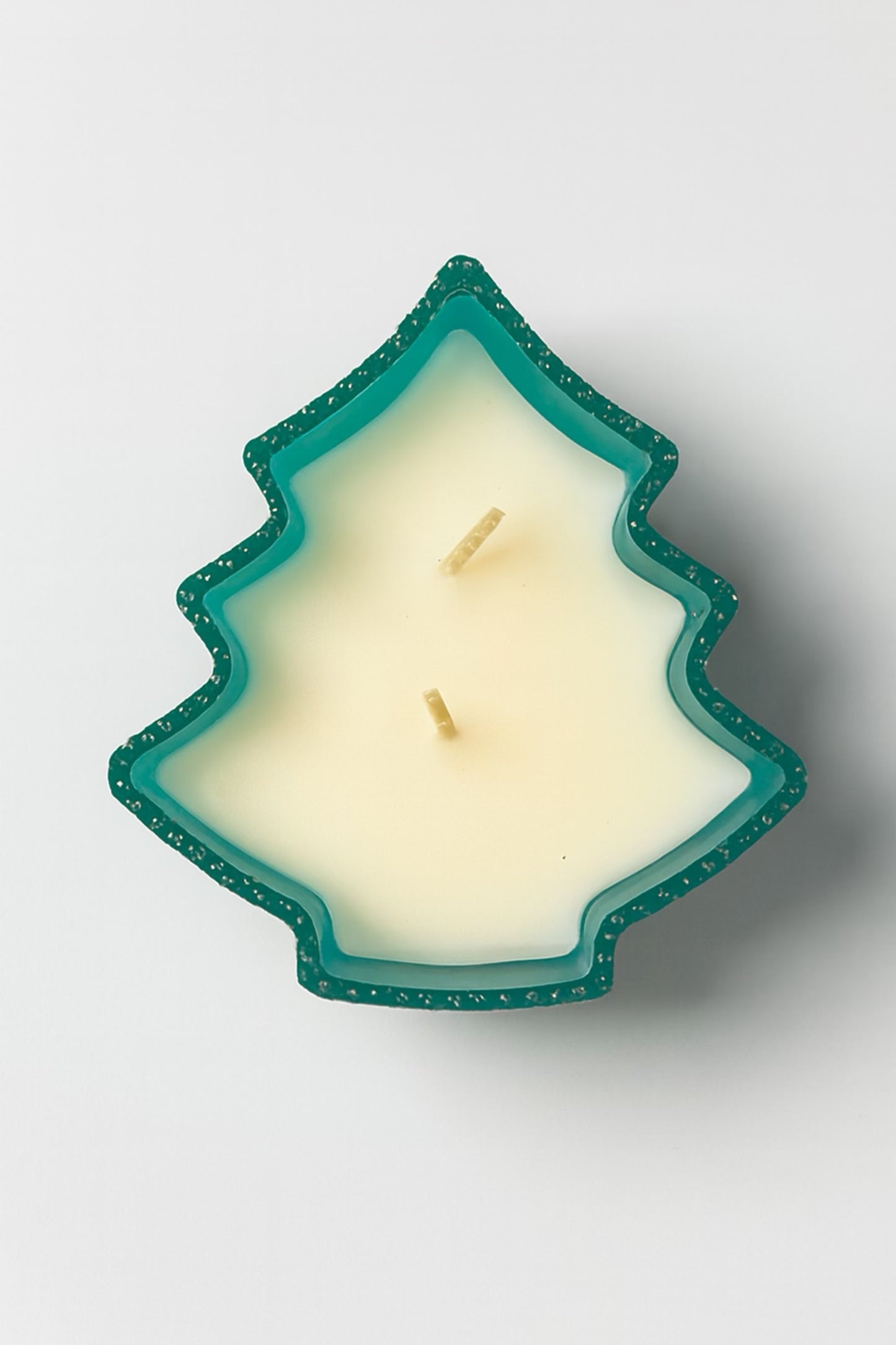 Glass Christmas Candle Green