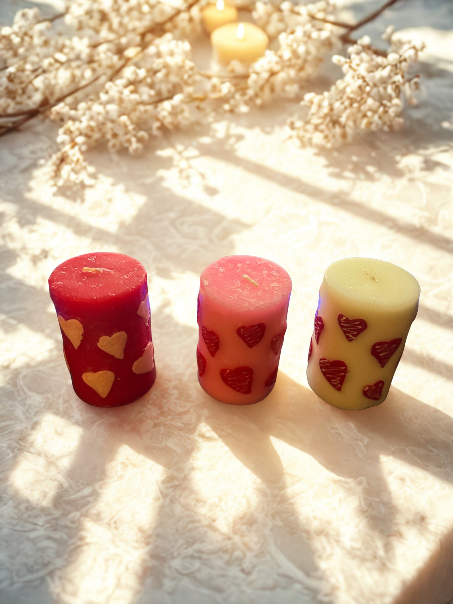 3 Pack Heart Candles