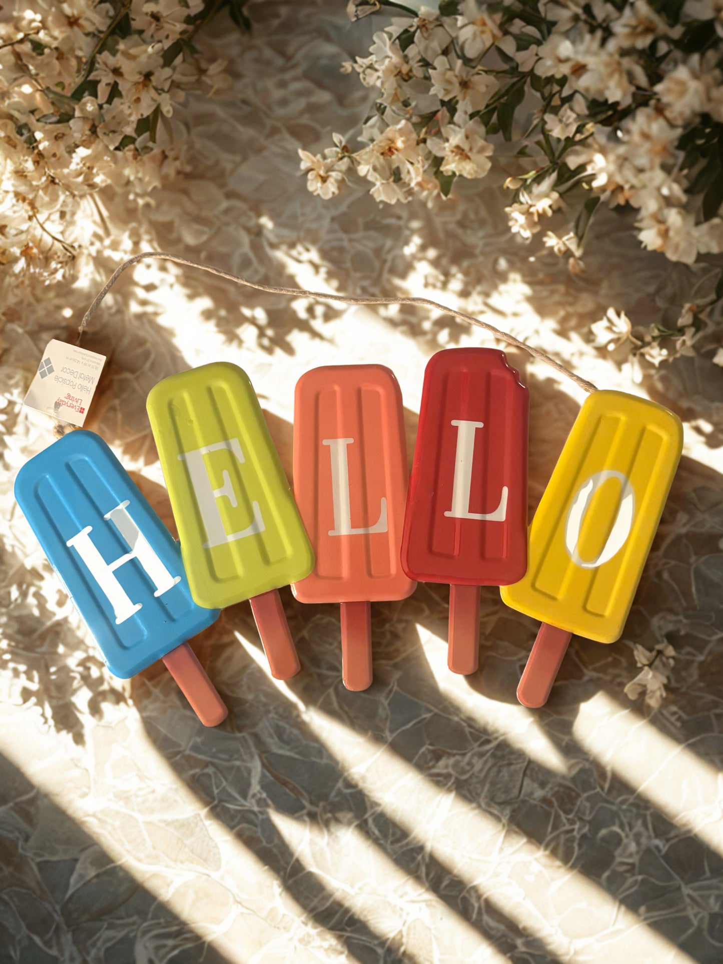 Popsicle Shaped "Hello" Tin Sign